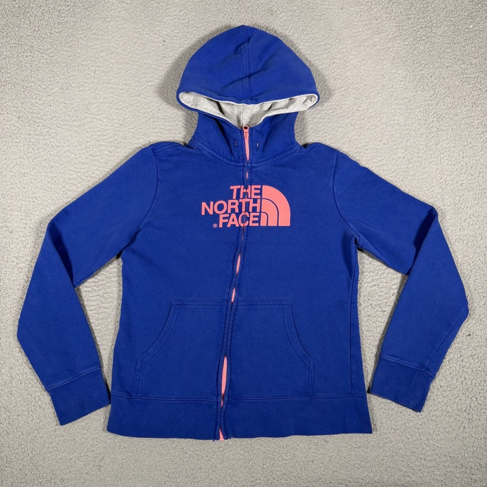 The North Face Hoodie Womens Medium Blue Full Zip Outdoor Cotton Blend Preppy